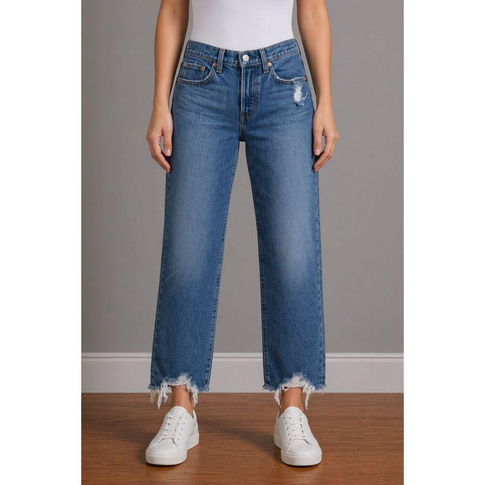 Levi's Premium 501 Jeans Blue Chewed Hem Skinny 24